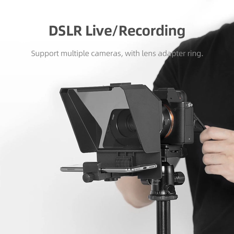 Teleprompter para Smartphones e DSLRs com Controle Remoto