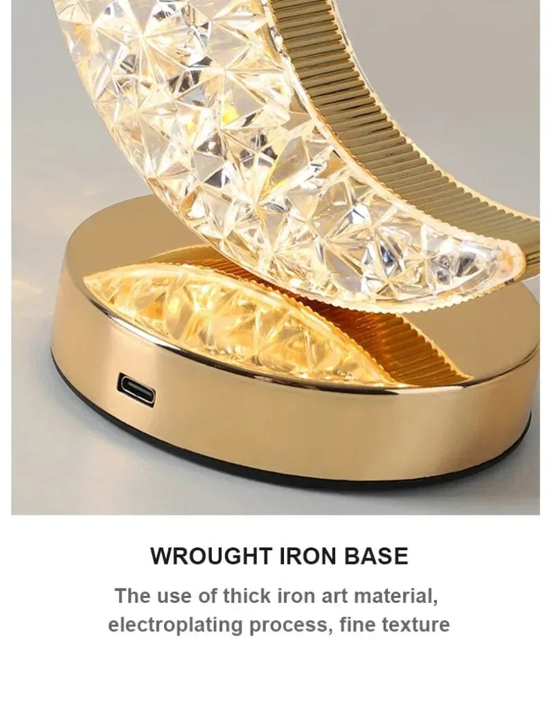 Luminária Mesa LED Cristal Luxo 3 Tons Touch✅