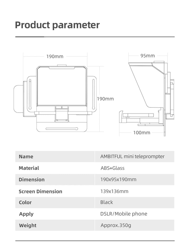 Teleprompter para Smartphones e DSLRs com Controle Remoto