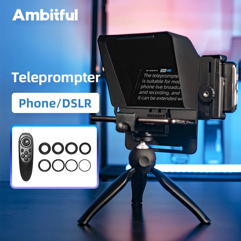 Teleprompter para Smartphones e DSLRs com Controle Remoto