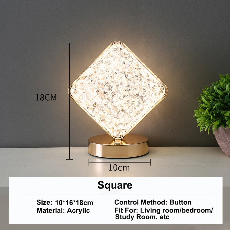 Luminária Mesa LED Cristal Luxo 3 Tons Touch✅