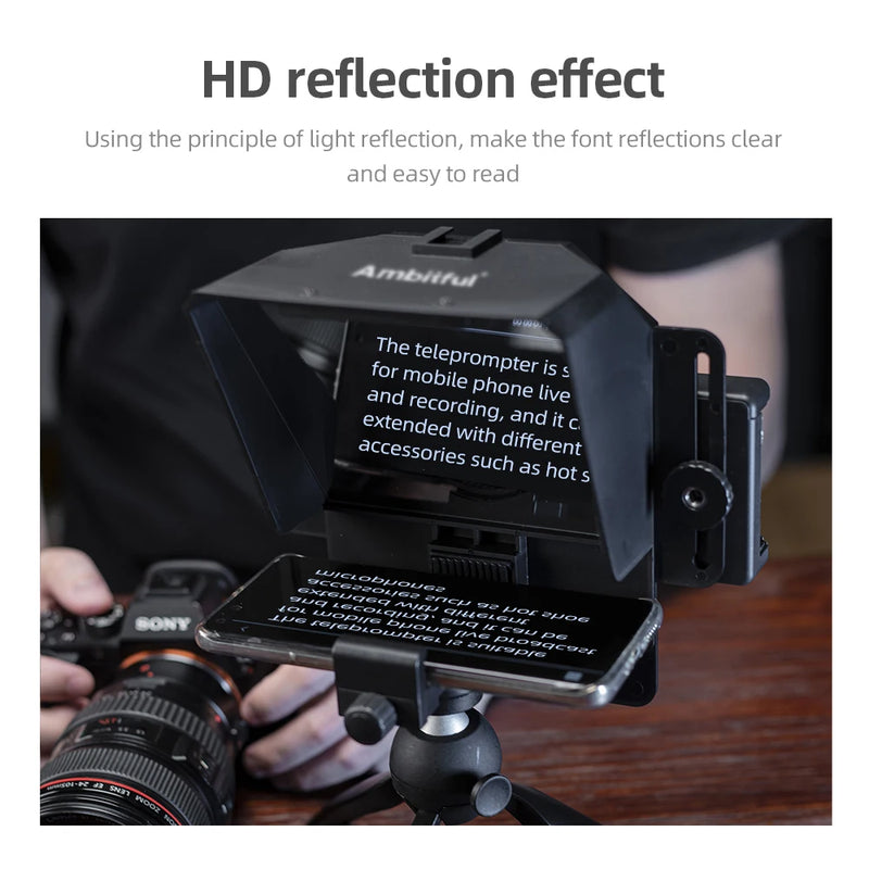 Teleprompter para Smartphones e DSLRs com Controle Remoto