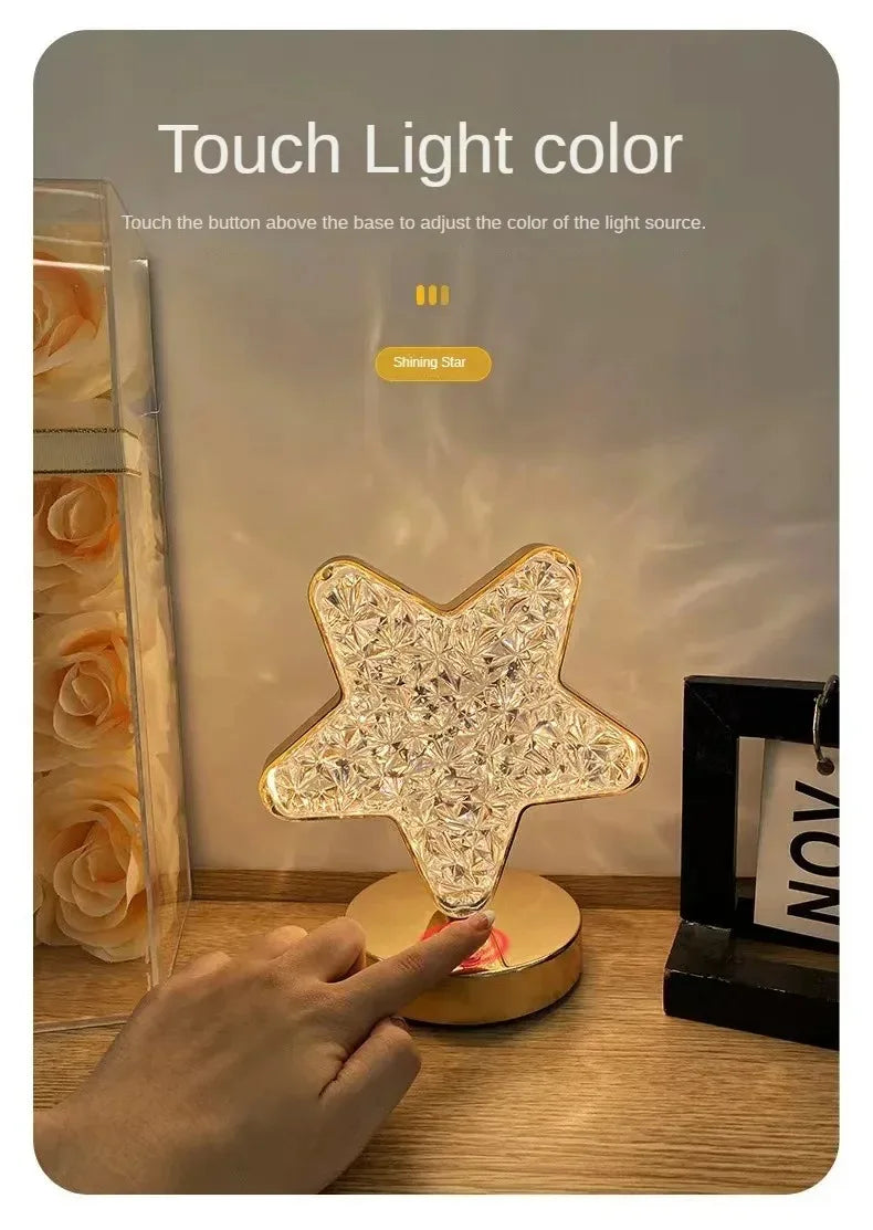 Luminária Mesa LED Cristal Luxo 3 Tons Touch✅